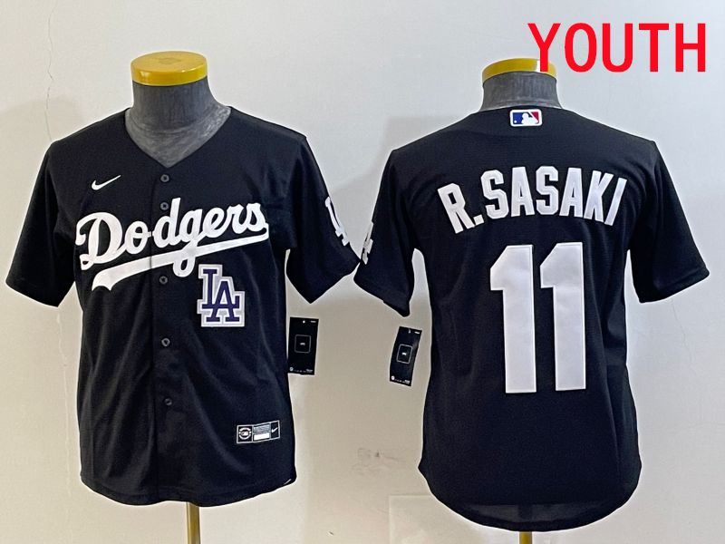 Youth Los Angeles Dodgers #11 R.Sasaki Black Game 2025 Nike MLB Jersey style 6->youth mlb jersey->Youth Jersey